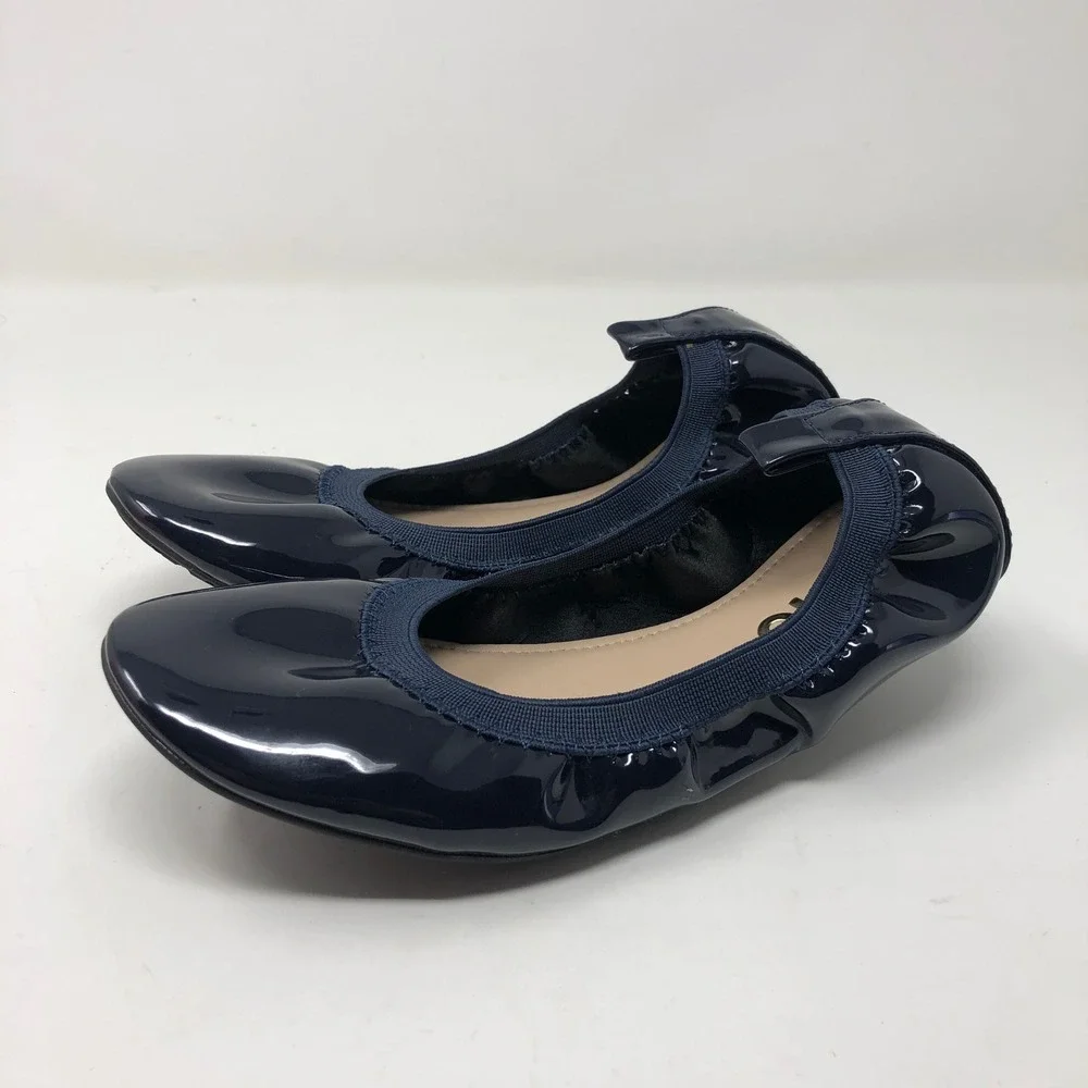 Yosi Samra‎ Ballet Flats Girls 3Y Kids Navy Patent Miss Samra Foldable Shoes